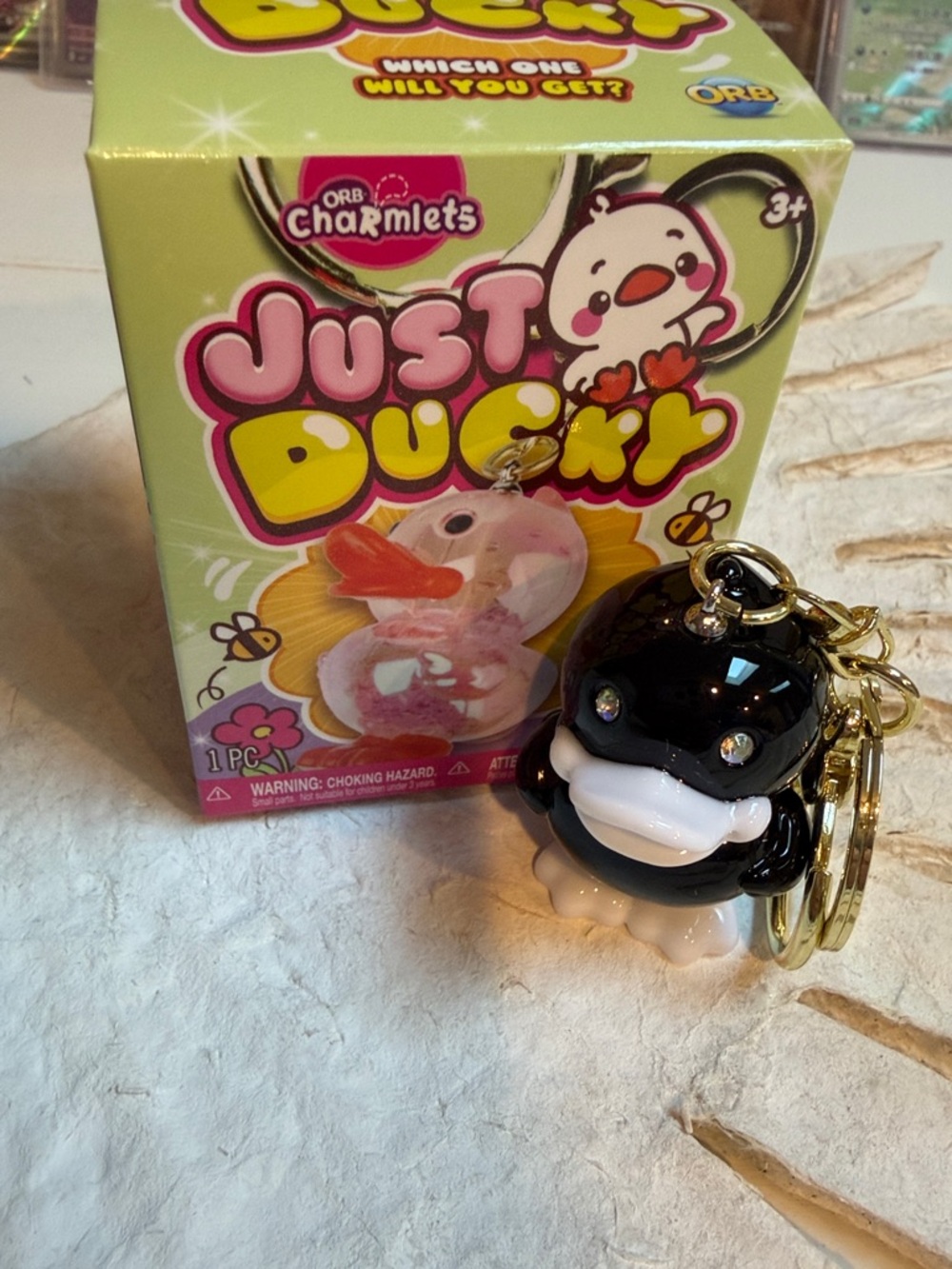 ORB Charmlets Just Ducky Keychain - Black and White Duck
